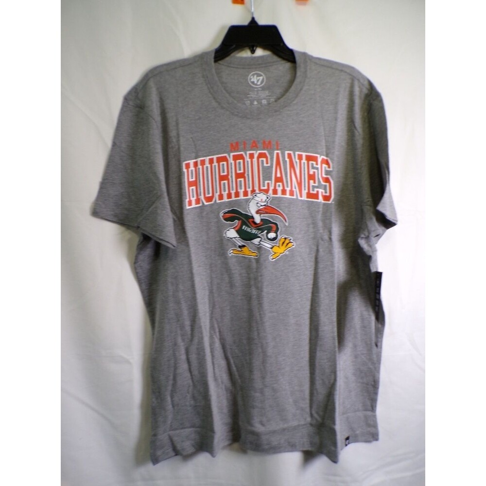 47 Brand Miami Hurricanes Men's T-Shirt XL Heather Gray Sebastian Ibis